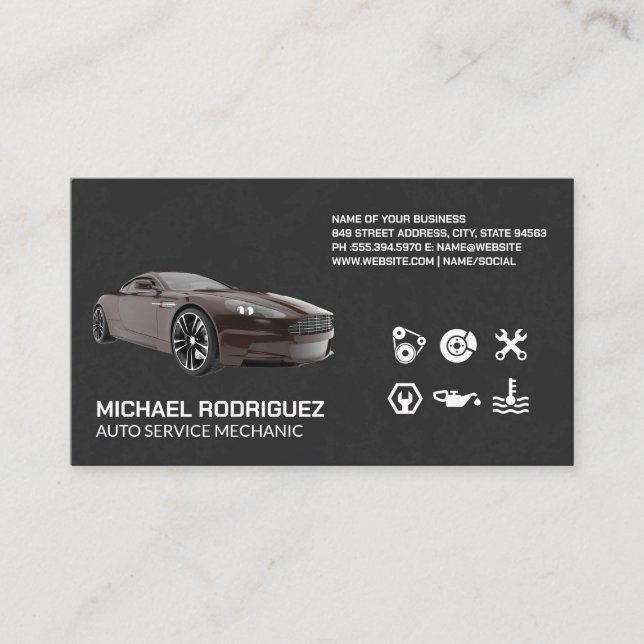 Luxury Sports Car | Auto Services Business Card (Front)