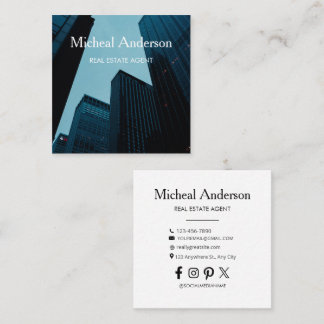 Luxury Square Business Card for Real Estate Agent