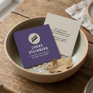 Luxury Stair Builder Slate Plum & Warm Stone Square Business Card