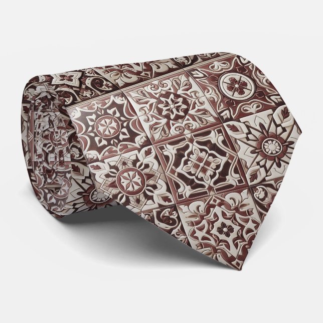 Luxury Statement Burgundy Moroccan Neck Tie (Rolled)
