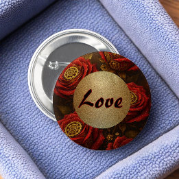 Luxury Steampunk Roses Romantic Gold Gears 6 Cm Round Badge