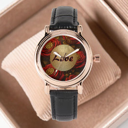Luxury Steampunk Roses Romantic Gold Gears Watch