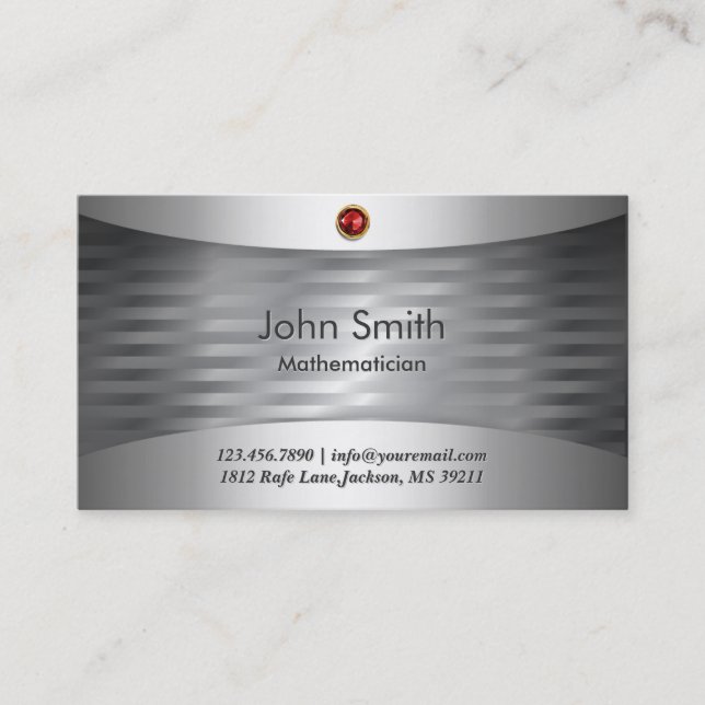Luxury Steel Mathematician Business Card (Front)