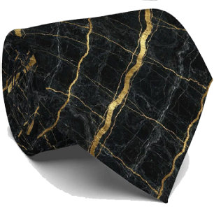 Luxury Stone Tie   Black & Gold Marble
