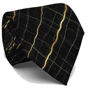 Luxury Stone Tie   Black & Gold Marble