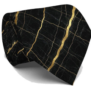 Luxury Stone Tie   Black & Gold Marble