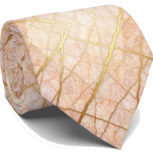 Luxury Stone Tie   Rose Gold Pink & Gold Marble