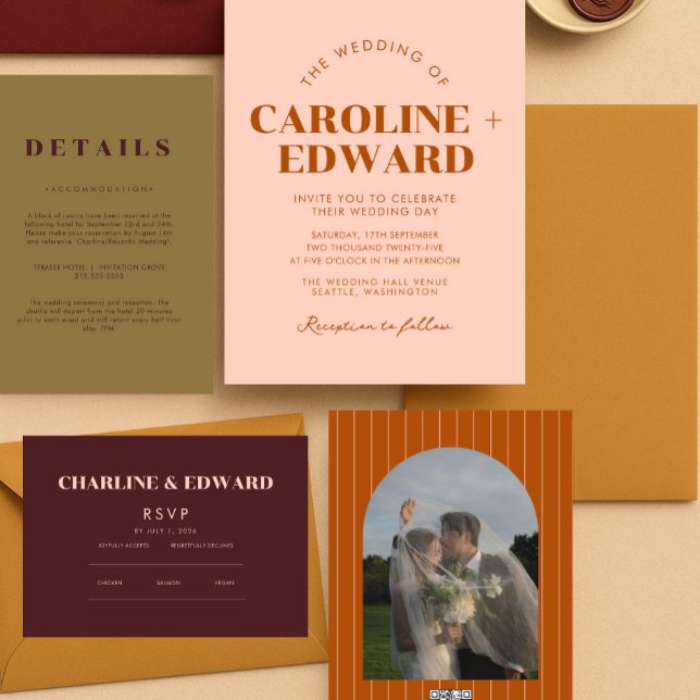 Luxury striped Arched Wedding Invitation (Creator Uploaded)