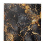 Luxury style black and gold marble effect ceramic tile<br><div class="desc">You can add a touch of luxury to your home with these black and gold marble effect ceramic tiles. The intricate veining detail and elegant colour palette with splashes of gold creates a sophisticated and timeless seamless design. Perfect for any modern home and for adding a touch of glamour to...</div>
