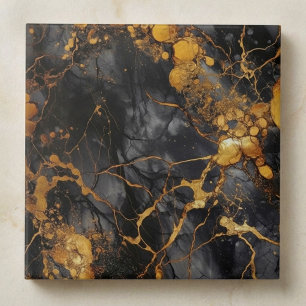 Luxury style black and gold marble effect ceramic tile