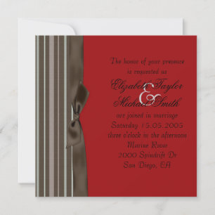 Luxury Style Brown Ribbon Red Wedding Invite