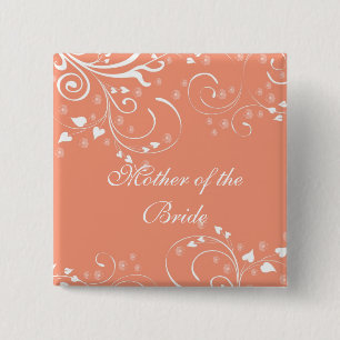Luxury Style Coral Flowers Swirls Button