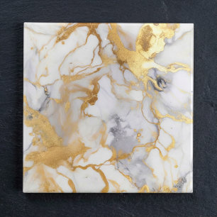 Luxury style white and gold marble effect ceramic tile