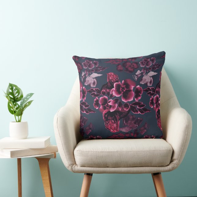 Luxury Stylish Watercolor Navy Blue Burgundy Cushion (Chair)