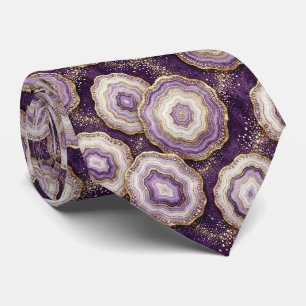 Luxury Suit Tie Deep Plum + Gold Geode Neck Tie