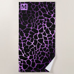 Luxury Summer Time Monogrammed Tiger Purple Beach Towel