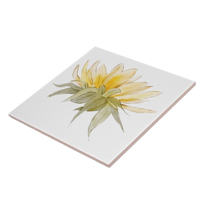 Luxury Sunflower Wedding Large White Ceramic Tile (Side)