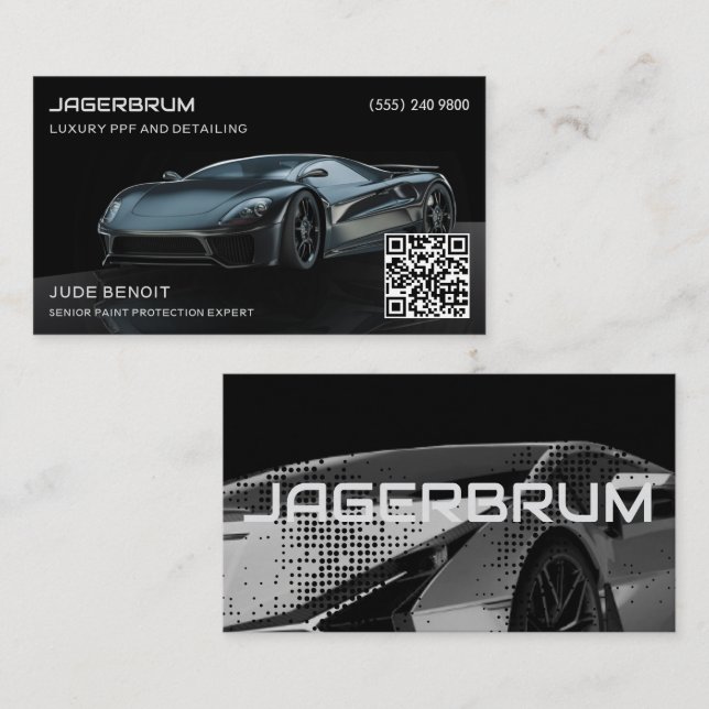 Luxury Supercar PPF & Auto Detailing QR Code Business Card (Front/Back)