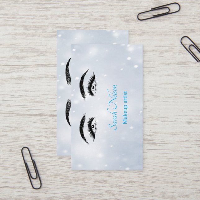  Luxury Sweet Blue Makeup Business Card (Front/Back In Situ)