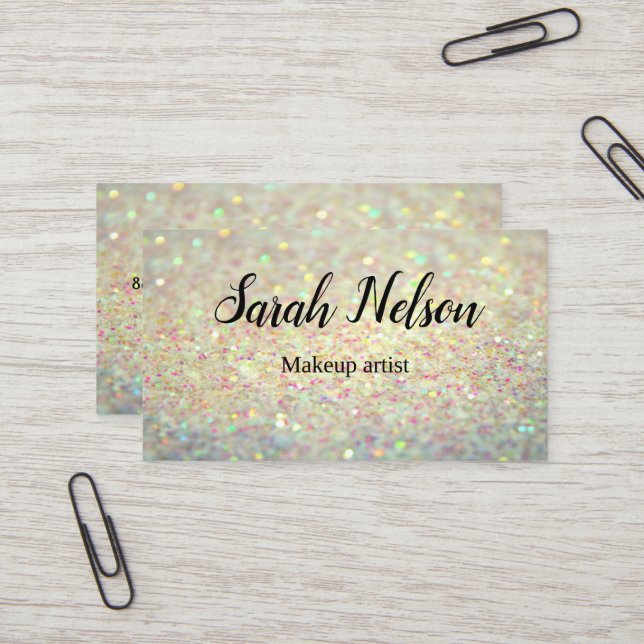  Luxury Sweet Sparkly Makeup Business Card (Front/Back In Situ)