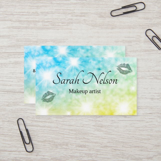  Luxury Sweet Sparkly Makeup Business Card (Front/Back In Situ)