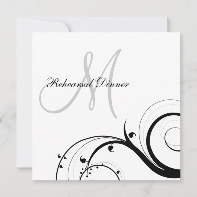 Luxury Swirl Monogram Rehearsal Dinner Invitations (Front)