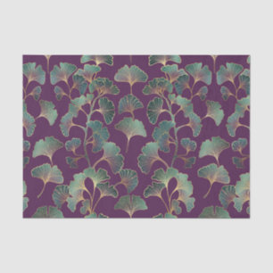 Luxury Tael Ginkgo Leaves on Deep Purple (1) Tissue Paper