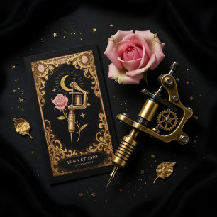 Luxury Tattoo Artist Black & Gold  Business Card