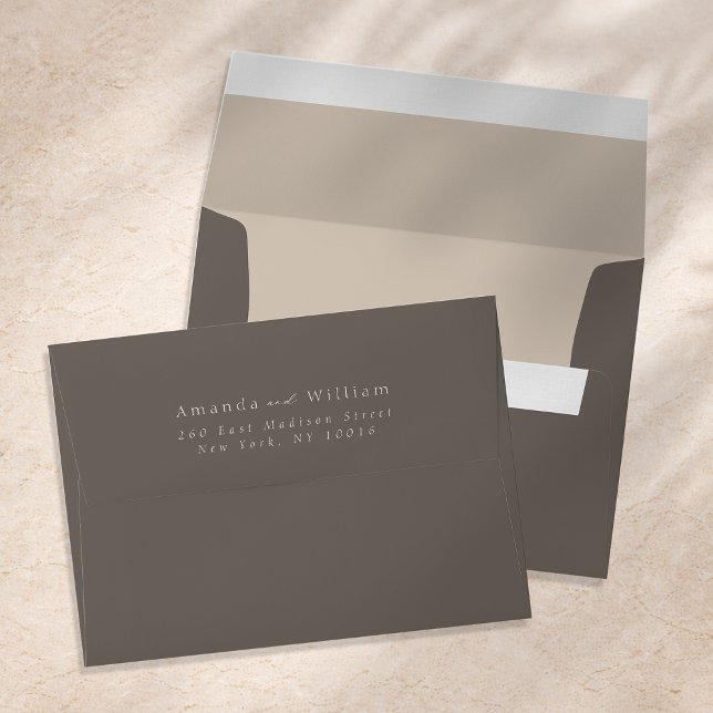 Luxury Taupe Wedding Envelope with Return Address (Creator Uploaded)