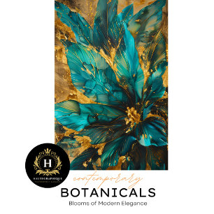 Luxury Teal and Gold Botanical Tissue Paper