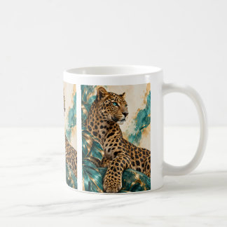 Luxury Teal and Gold Leopard Mug