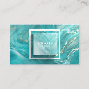 Luxury Teal and Gold Marble Liquid Abstract Business Card