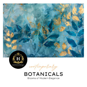 Luxury Teal and Gold Wedding Botanical Decoupage Tissue Paper