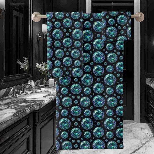 Luxury Teal Diamond Gemstones Towel Set (Creator Uploaded)