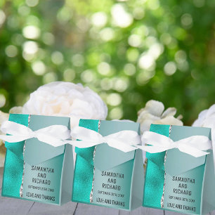 Luxury Teal Turquoise Silver Glitter Favour Box