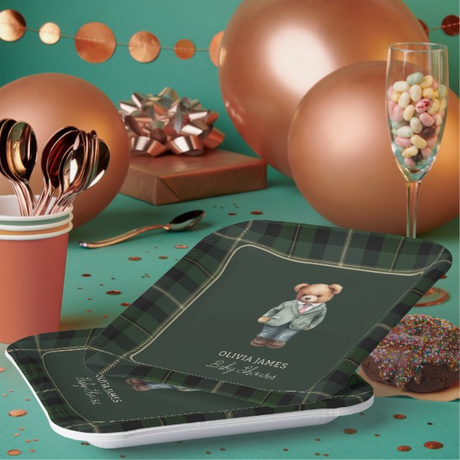 Luxury teddy bear baby shower paper plate (Multi)