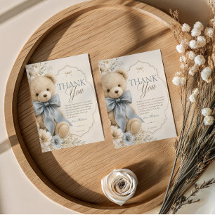 luxury Teddy Bear Baby Shower Thank You Card