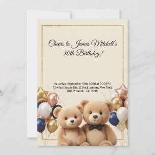 Luxury Teddy Bear Birthday Invitation