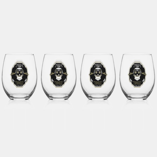 Luxury Tequila Gift Stemless Wine Glass (Front)