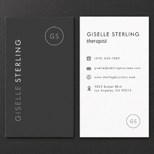 Luxury Therapist Black Minimalist Modern Business Card