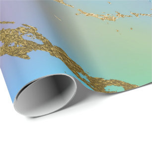 Luxury Tiffany Ombre Blue Pink Purple Marble Wrapping Paper