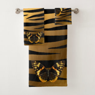 Luxury Tiger Butterfly Trendy Line Bath Towel Set