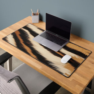 Luxury Tiger Skin Faux Fur Wild Animal Stripe Desk Mat