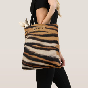 Luxury Tiger Skin Faux Fur Wild Animal Stripe Tote Bag