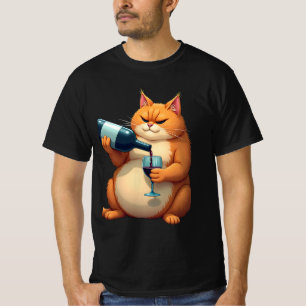 Luxury Tipsy Cat Modern Art Illustration T-Shirt