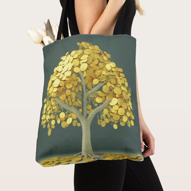 Luxury Tote Bag Stylised Money Tree with Gold Coin (Creator Uploaded)