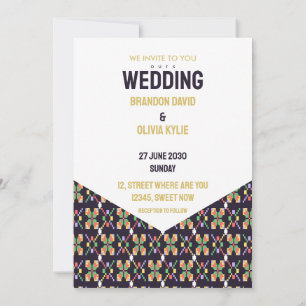 Luxury Traditional Songket Pixel Embroidery Motif  Invitation