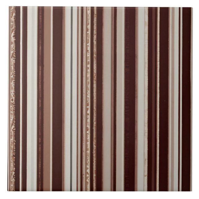Luxury Trendy Brown White Linen Texture Collection Ceramic Tile (Front)