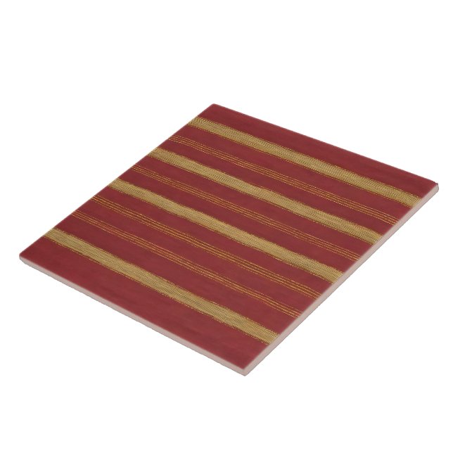 Luxury Trendy Burgundy Gold Linen Collection Ceramic Tile (Side)