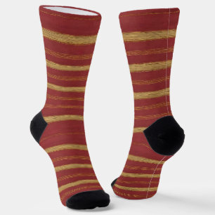 Luxury Trendy Burgundy Gold Linen Collection Socks